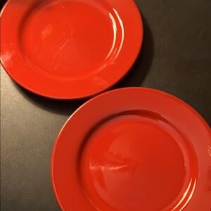 Bold Red Ceramic Dinnerware Plates (2)